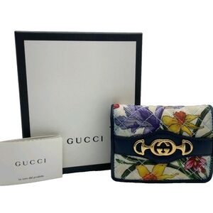 GUCCI Zumi Flora Compact Card Holder Flora Print Compact Wallet